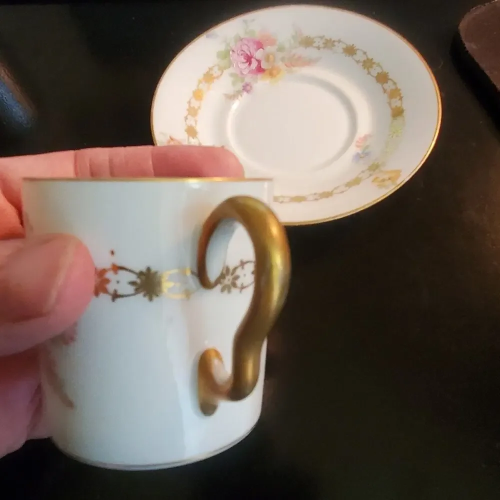 Vintage Charles Ahrenfeldt Limoges small tea cup and saucer in Great condition